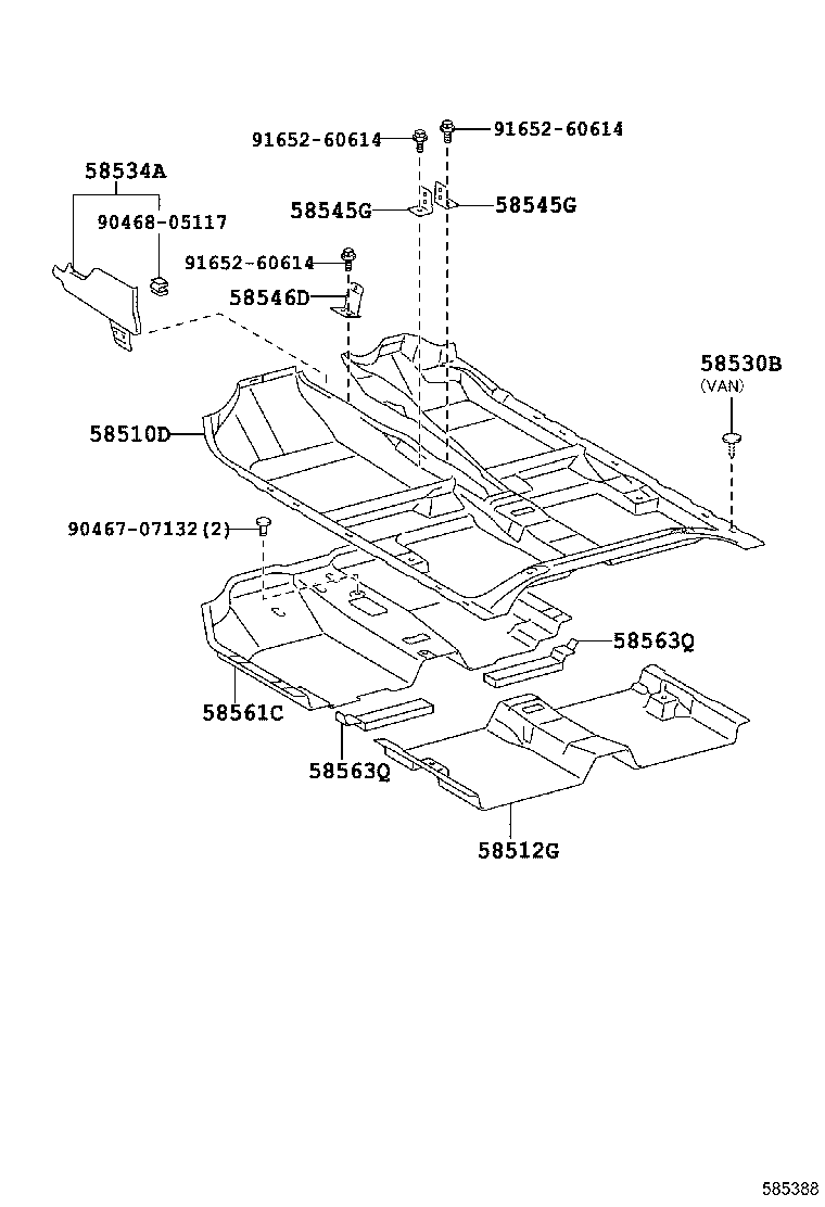 58673-21010 PAD, REAR FLOOR SILENCER, NO.1 product image