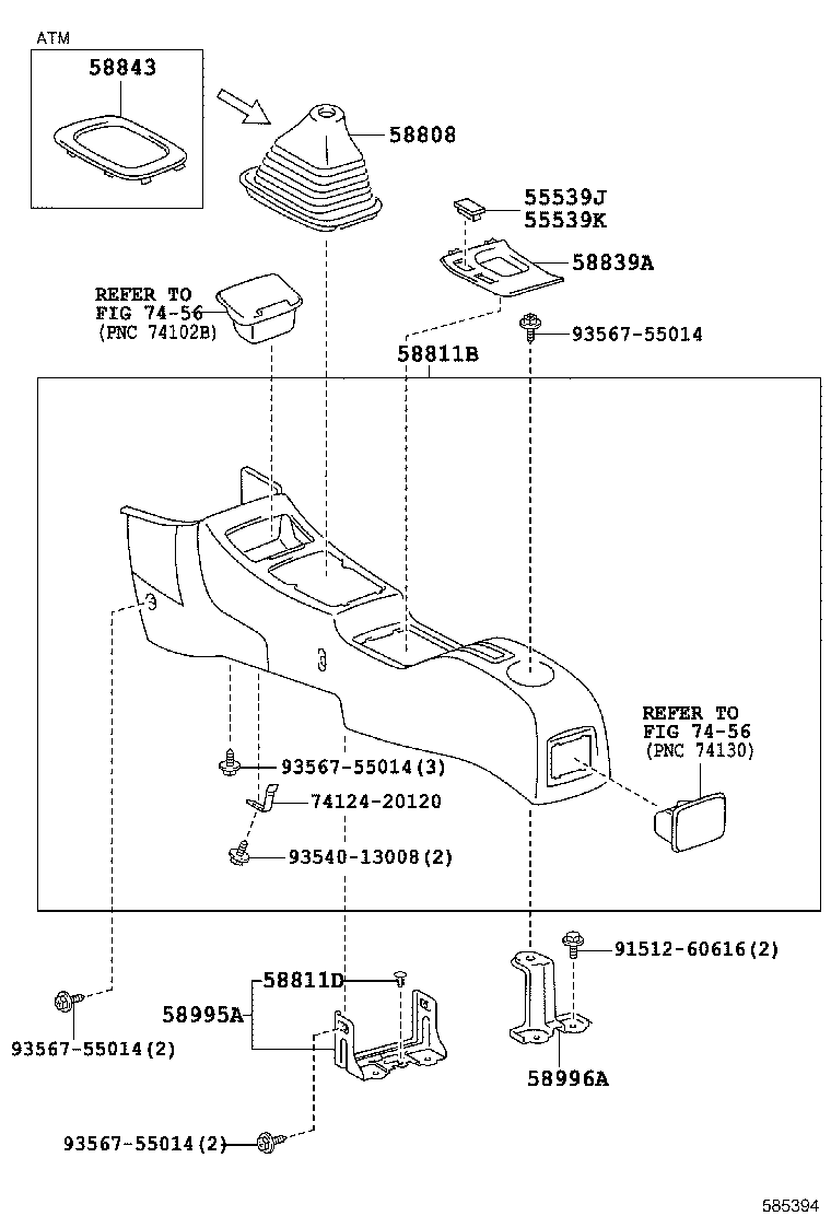 58996-42010 BRACKET, CONSOLE BOX MOUNTING, NO.2 product image