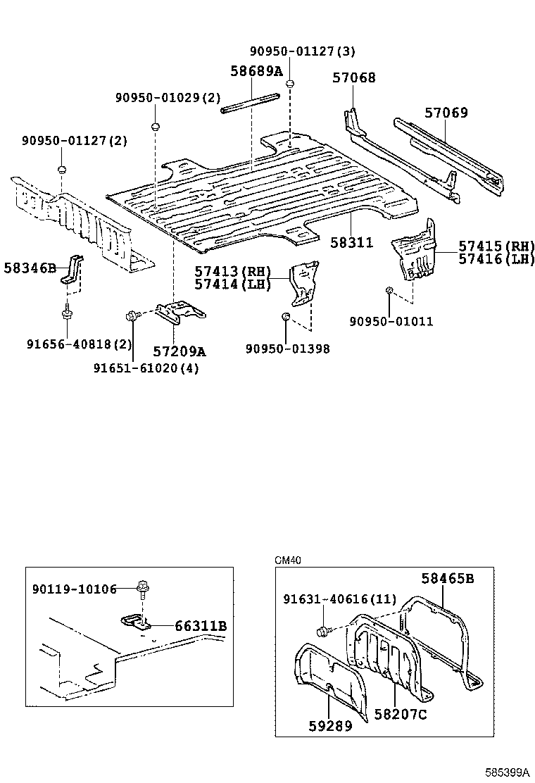 57697-95700 RETAINER, REAR SEAT CUSHION product image