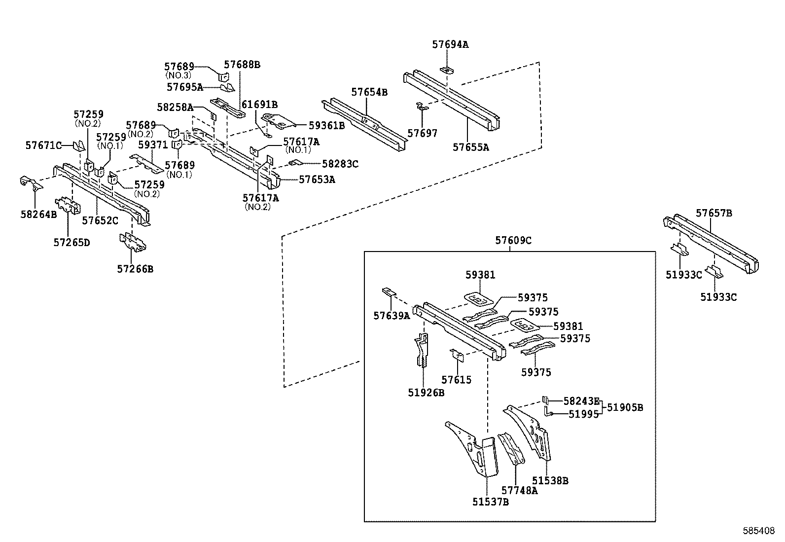 57697-95700 RETAINER, REAR SEAT CUSHION product image