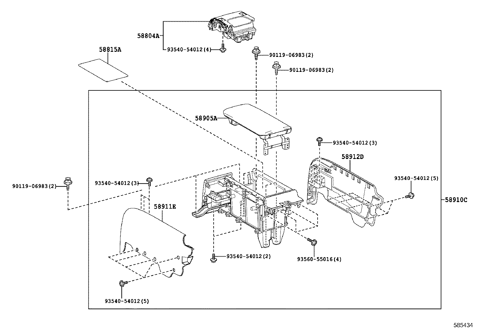 58804-62020 PANEL SUB-ASSY, CONSOLE, UPPER product image