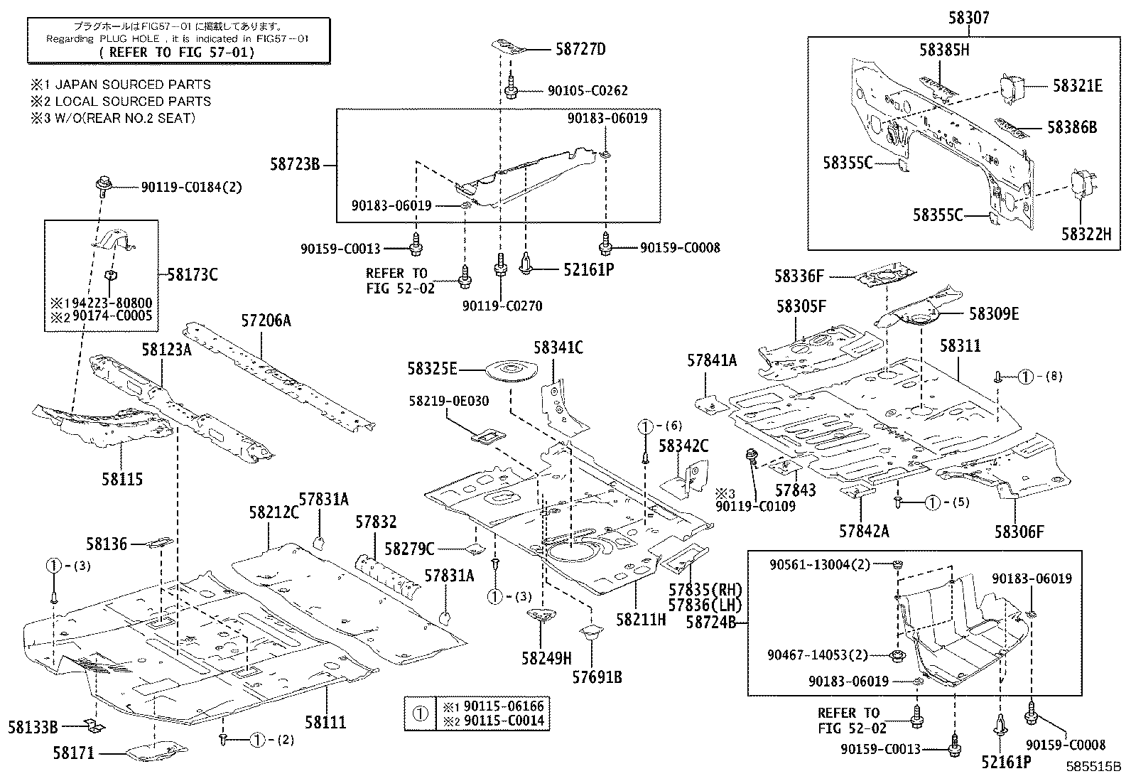 57832-0E060 REINFORCEMENT, REAR NO.1 SEAT LEG, FRONT NO.2 product image