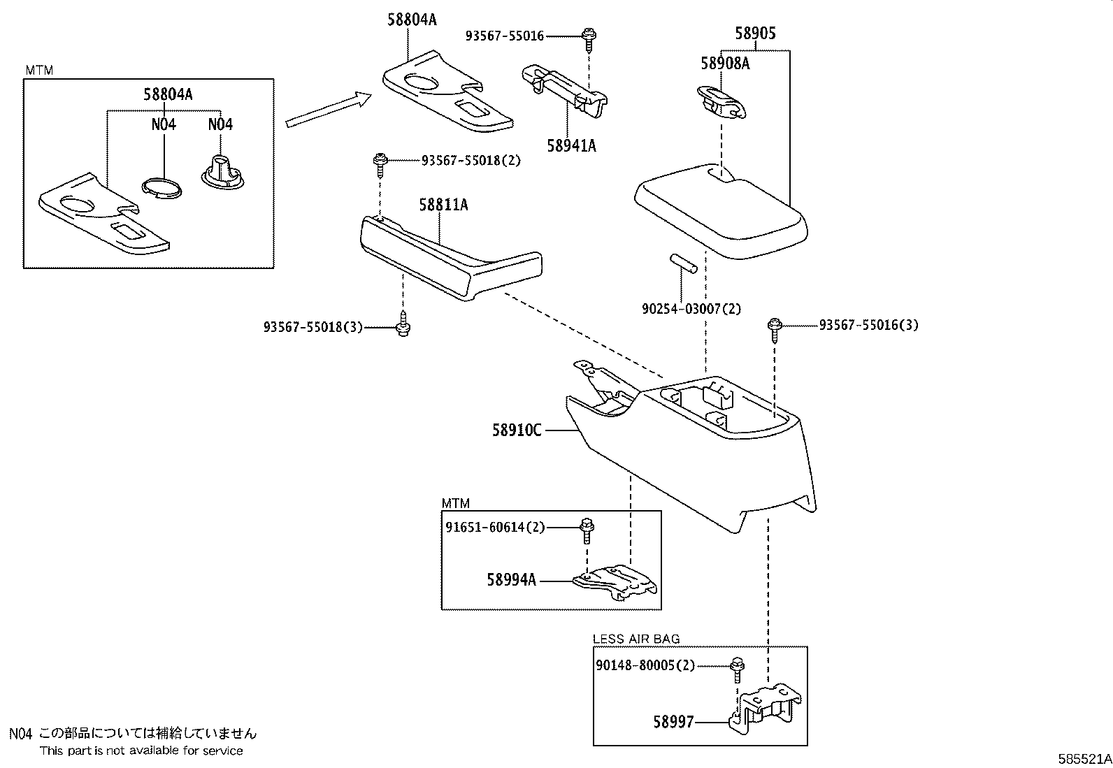 58804-14080 PANEL SUB-ASSY, CONSOLE, UPPER product image