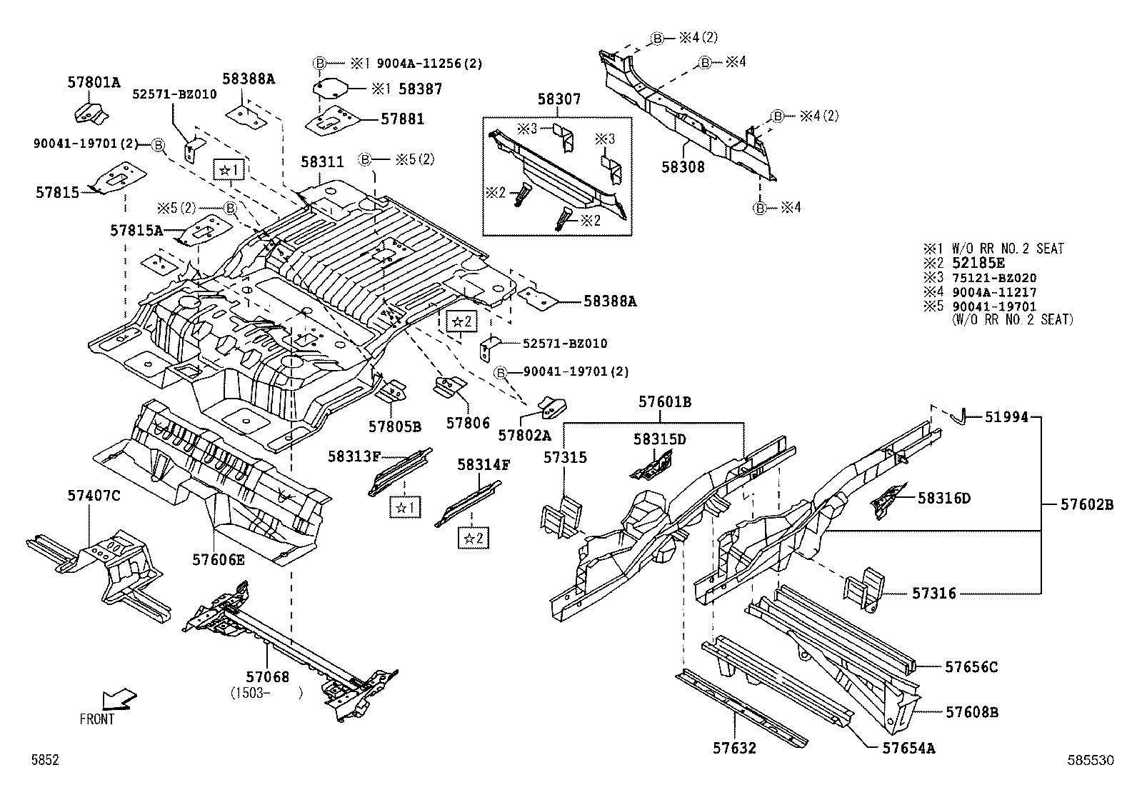 57787-BZ010 REINFORCEMENT SUB-ASSY, REAR FLOOR SIDE MEMBER, RH product image