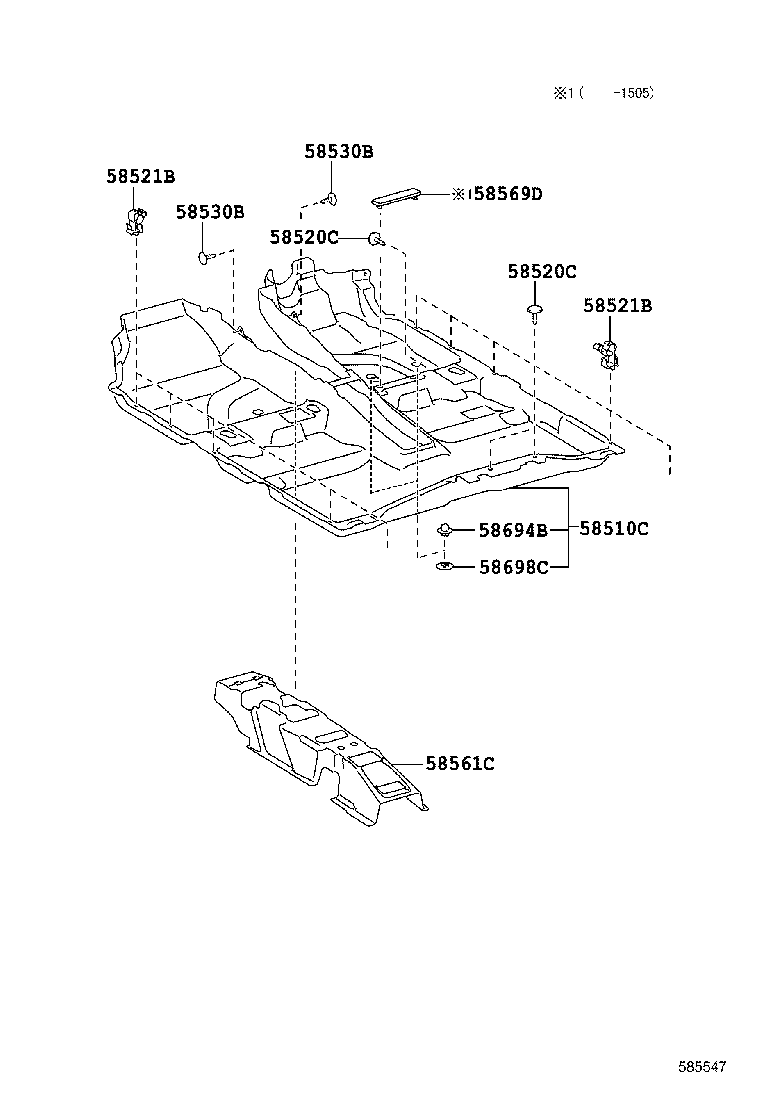 58561-05060 SILENCER, FRONT FLOOR, NO.1 product image