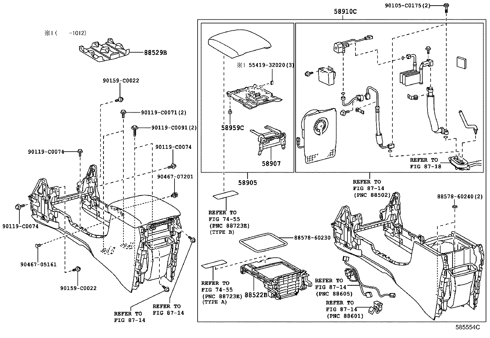 58905-60520-C1 DOOR SUB-ASSY, CONSOLE COMPARTMENT product image