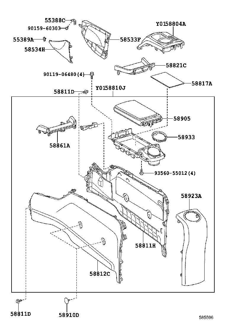 58805-47010 PANEL SUB-ASSY, CONSOLE, UPPER REAR product image