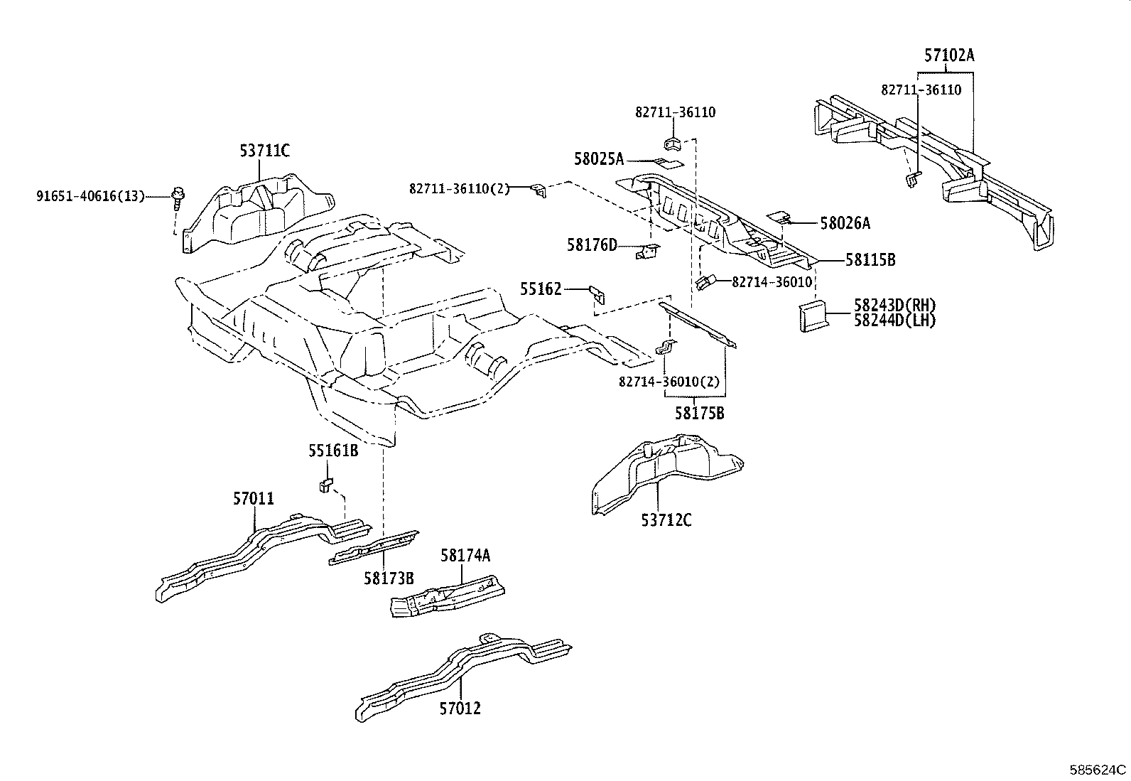 57101-0S030 CROSSMEMBER SUB-ASSY, FLOOR, NO.1 product image