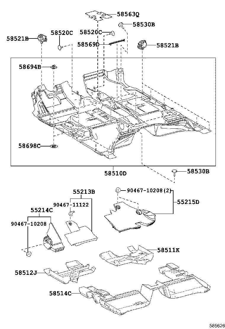 55215-62010 PAD, DASH PANEL INSULATOR, NO.3 product image