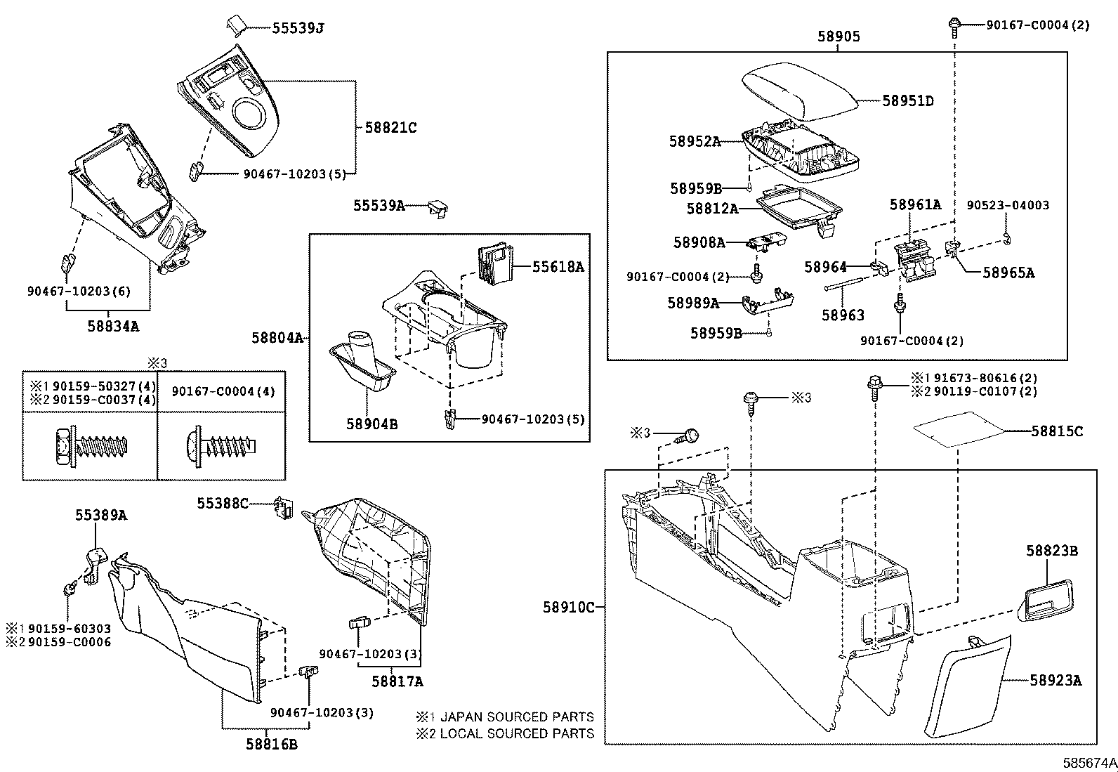 58910-02630-C0 BOX ASSY, CONSOLE, REAR product image