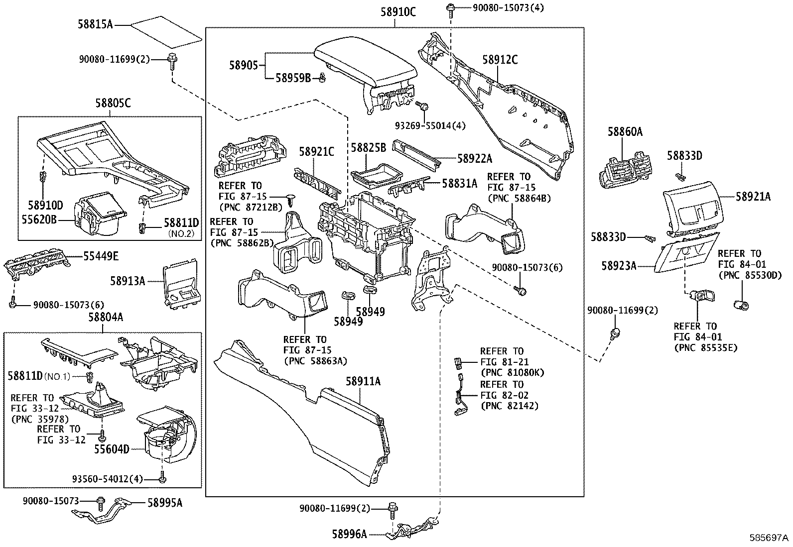 Toyota 58815-06180 CARPET, CONSOLE BOX