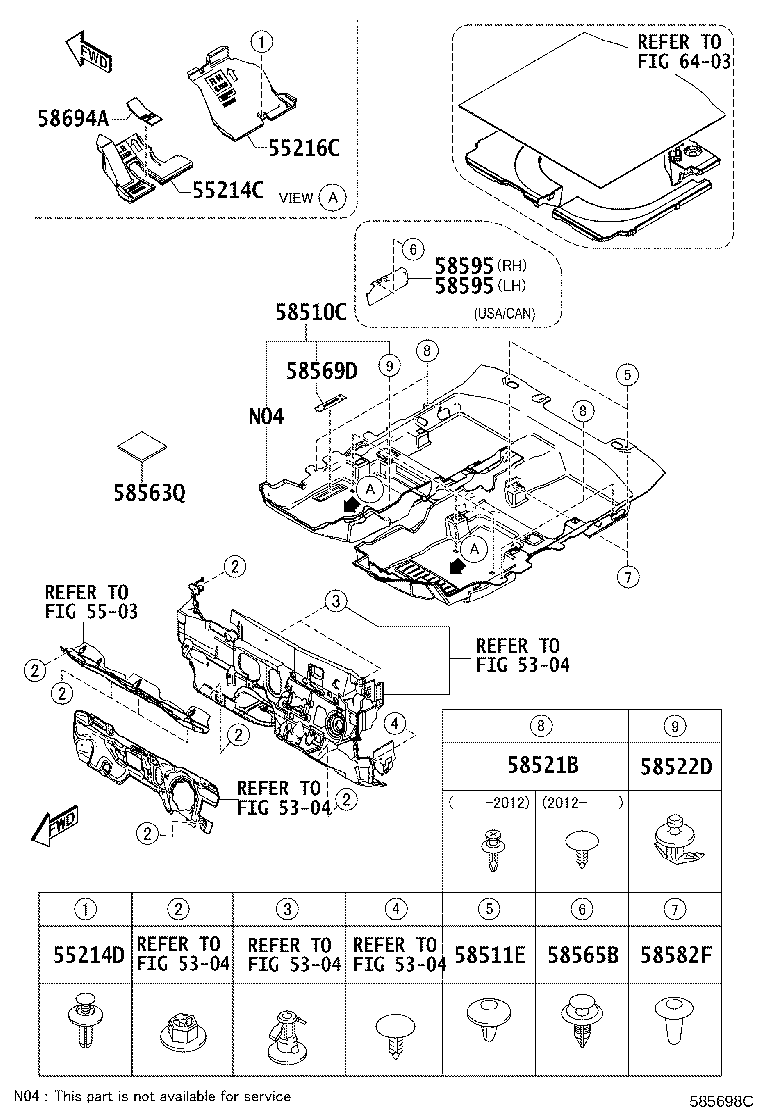 Toyota 58563-WB001 SILENCER, FRONT FLOOR, NO.3