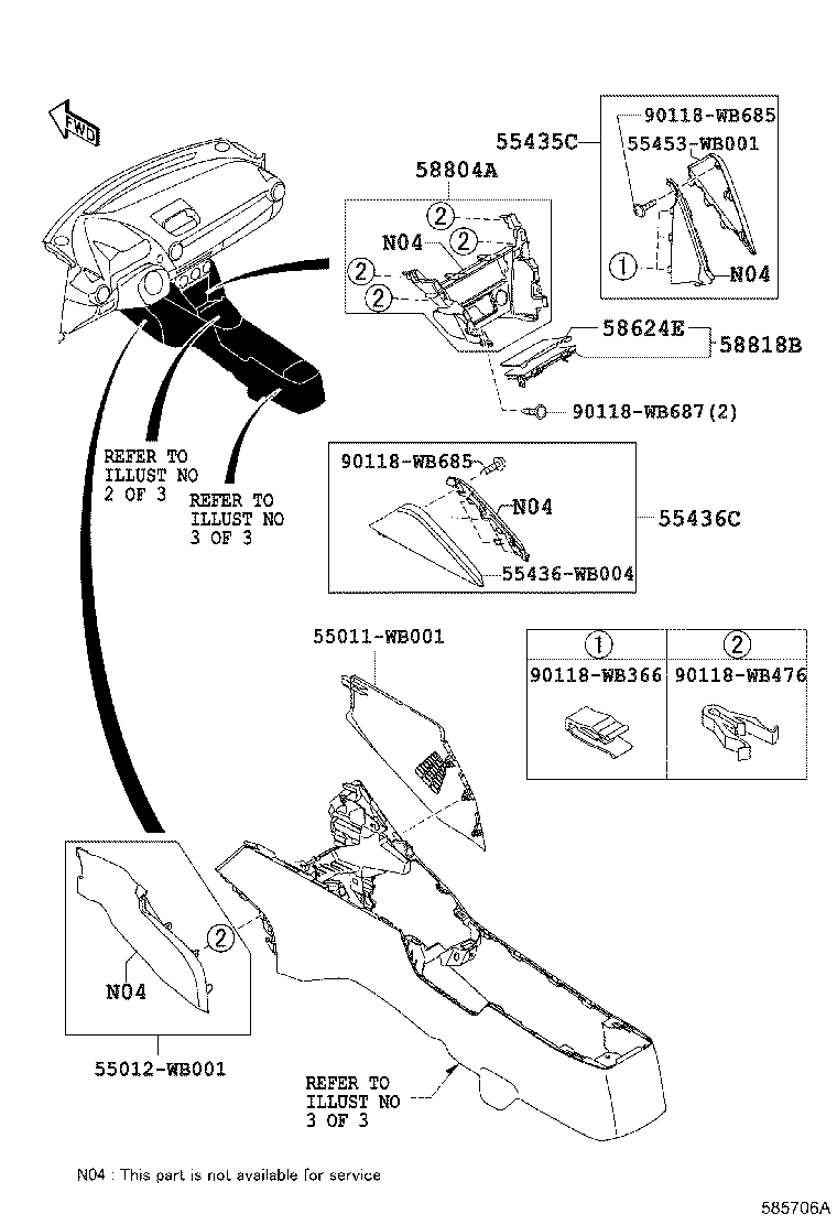 Toyota 58804-WB001 PANEL SUB-ASSY, CONSOLE, UPPER