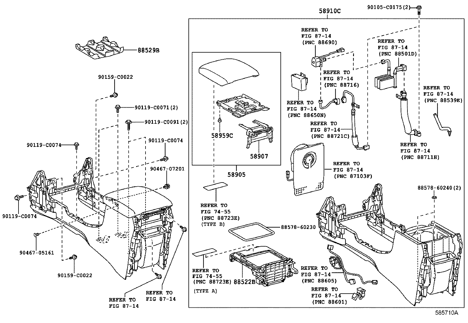 58905-60520-C1 DOOR SUB-ASSY, CONSOLE COMPARTMENT product image