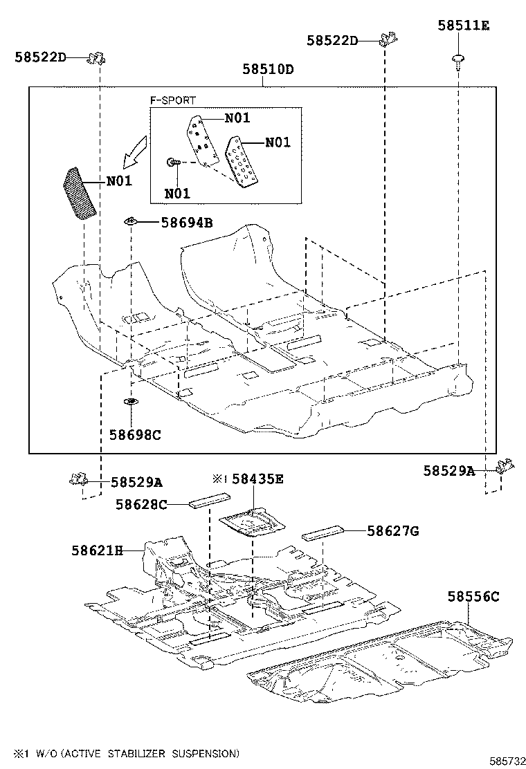 58621-48010 PAD, FRONT FLOOR SILENCER product image