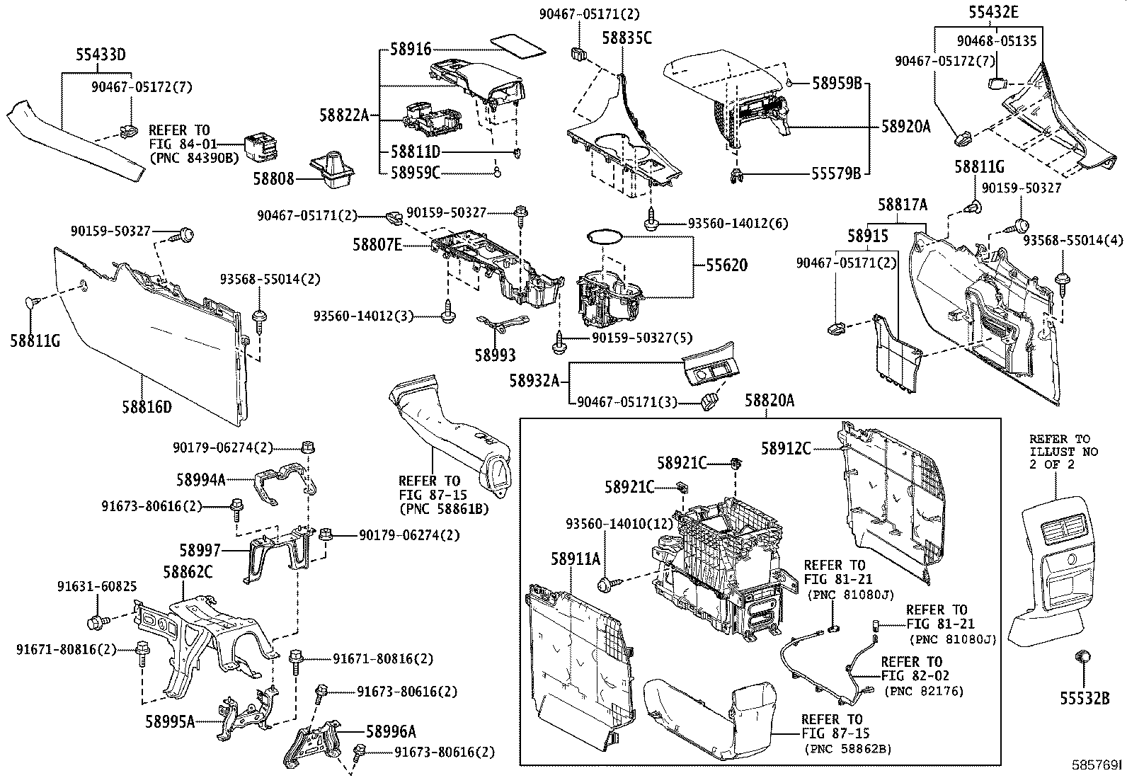 Toyota 55431-48030-E2 PANEL, INSTRUMENT PANEL FINISH, LOWER NO.2