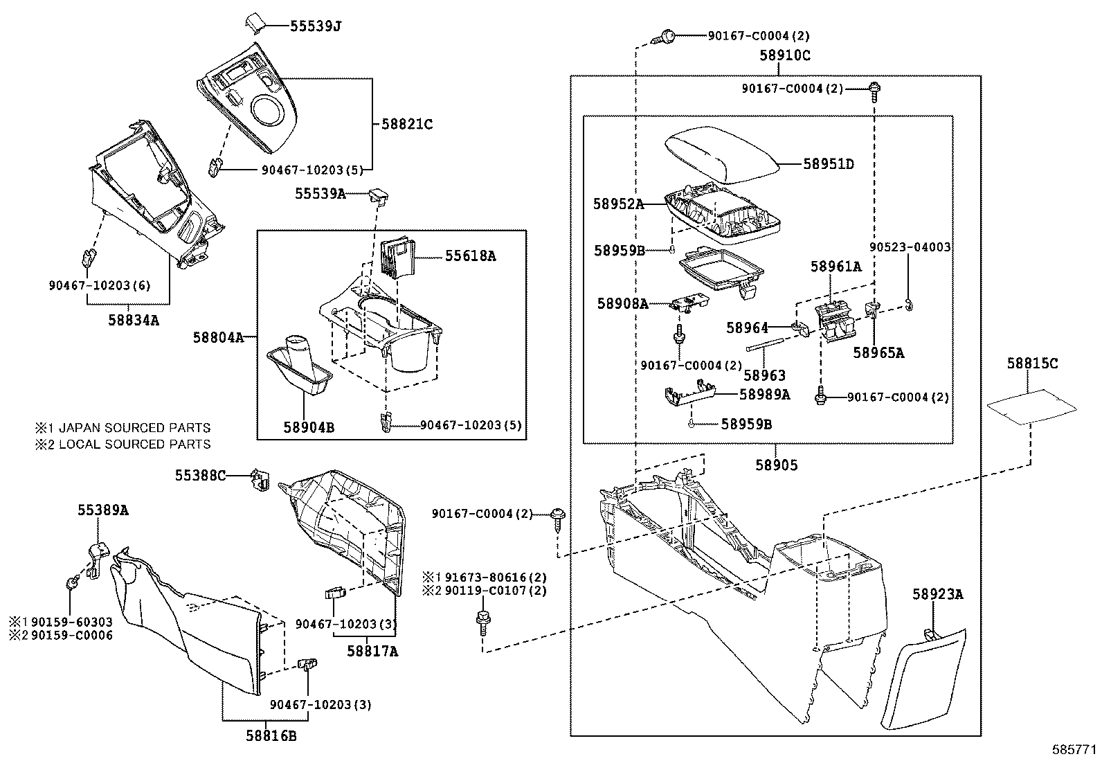 58908-02200 LOCK SUB-ASSY, CONSOLE COMPARTMENT DOOR product image