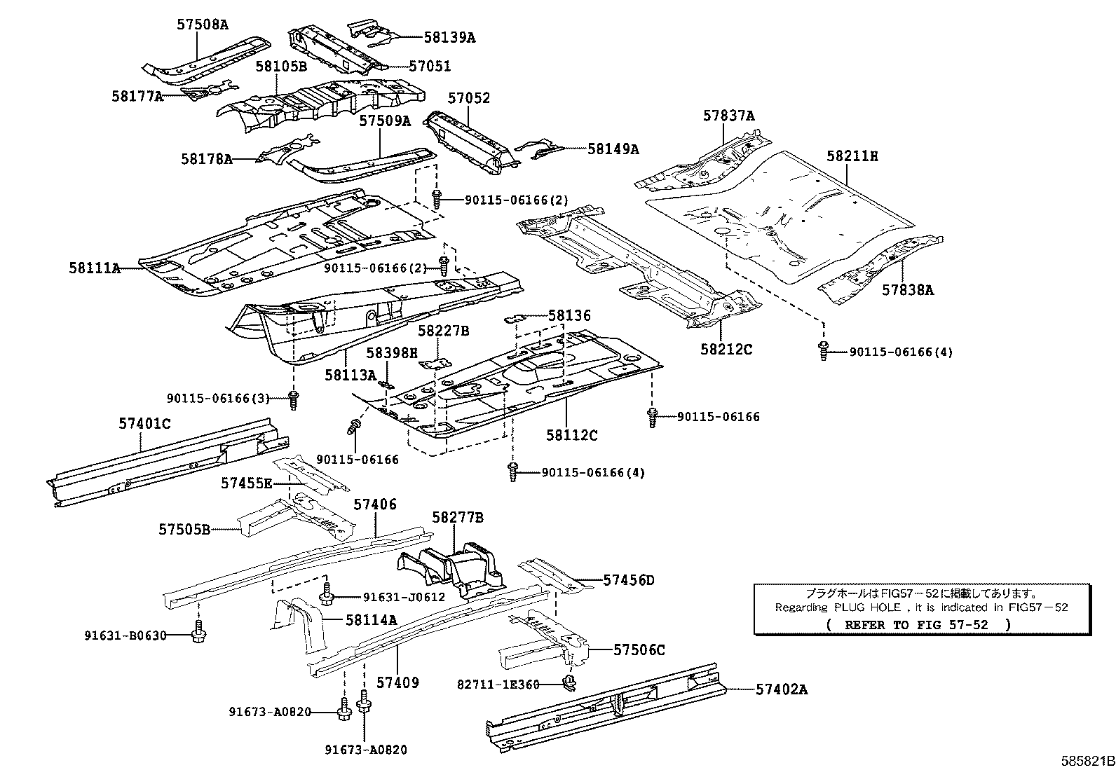 57406-42011 MEMBER SUB-ASSY, MAIN FLOOR SIDE, RH product image