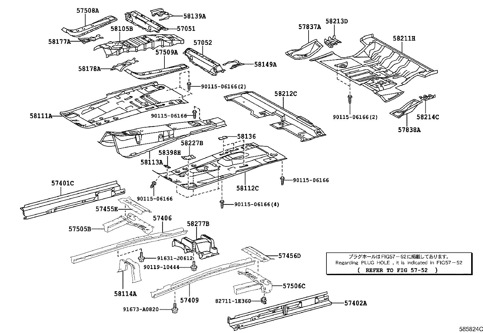 57406-42011 MEMBER SUB-ASSY, MAIN FLOOR SIDE, RH product image