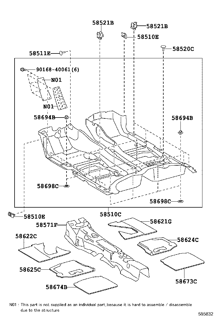 62135-30020 RETAINER, FLOOR CARPET product image