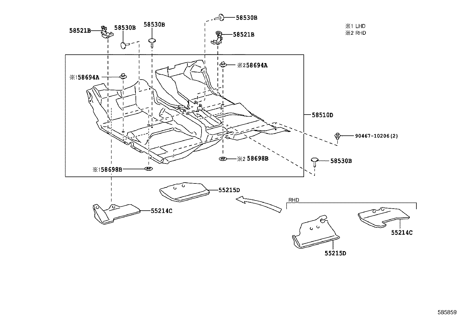 58563-0K680 SILENCER, FRONT FLOOR, NO.3 product image