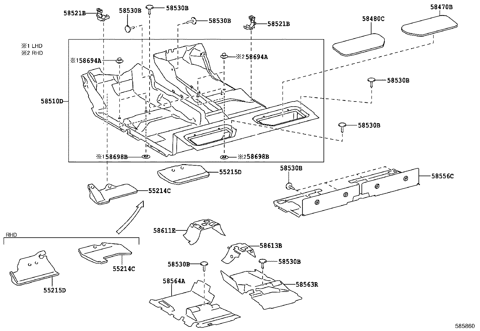 58563-0K680 SILENCER, FRONT FLOOR, NO.3 product image
