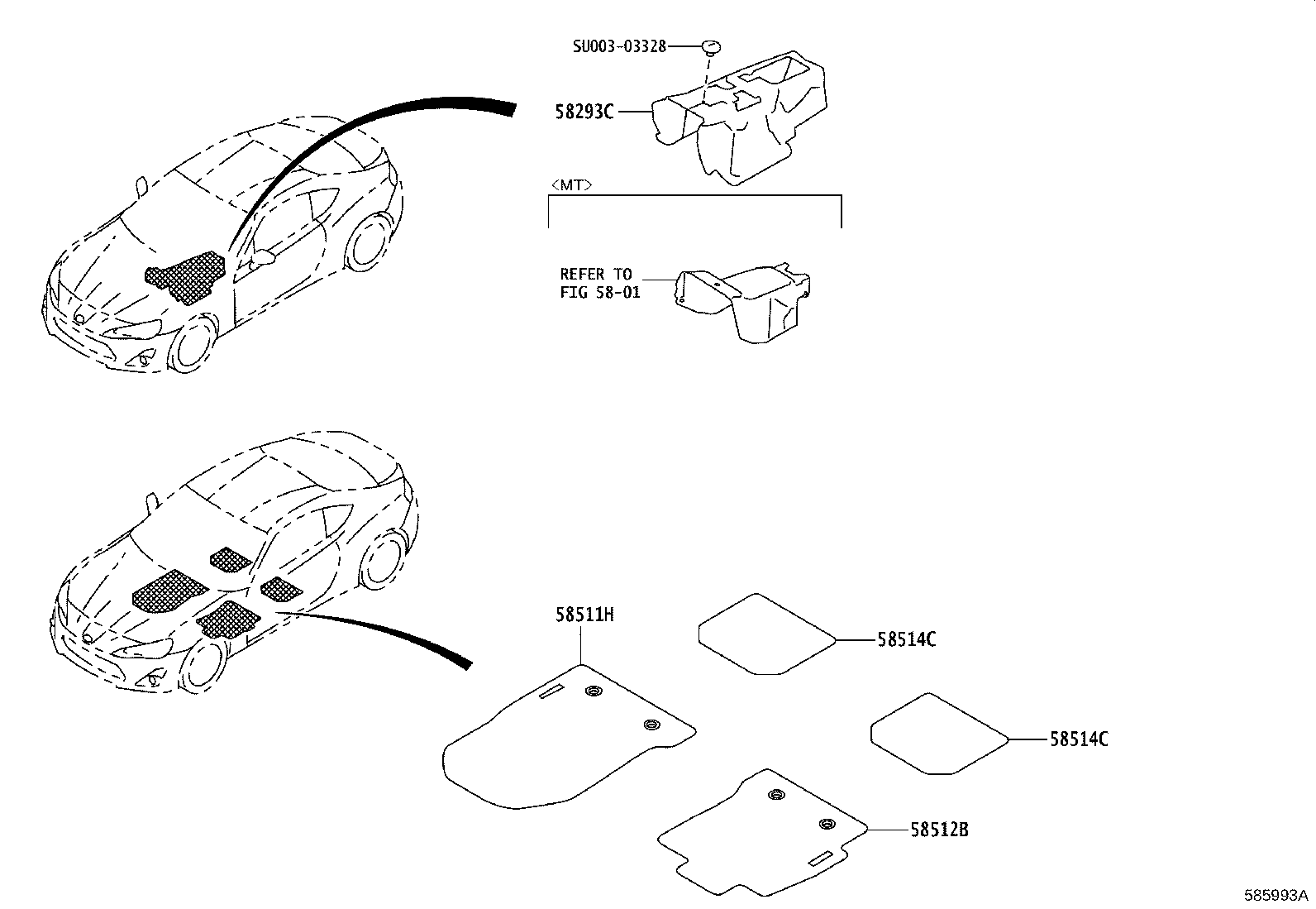 Toyota SU003-06650 PAD, REAR FLOOR SILENCER, NO.1