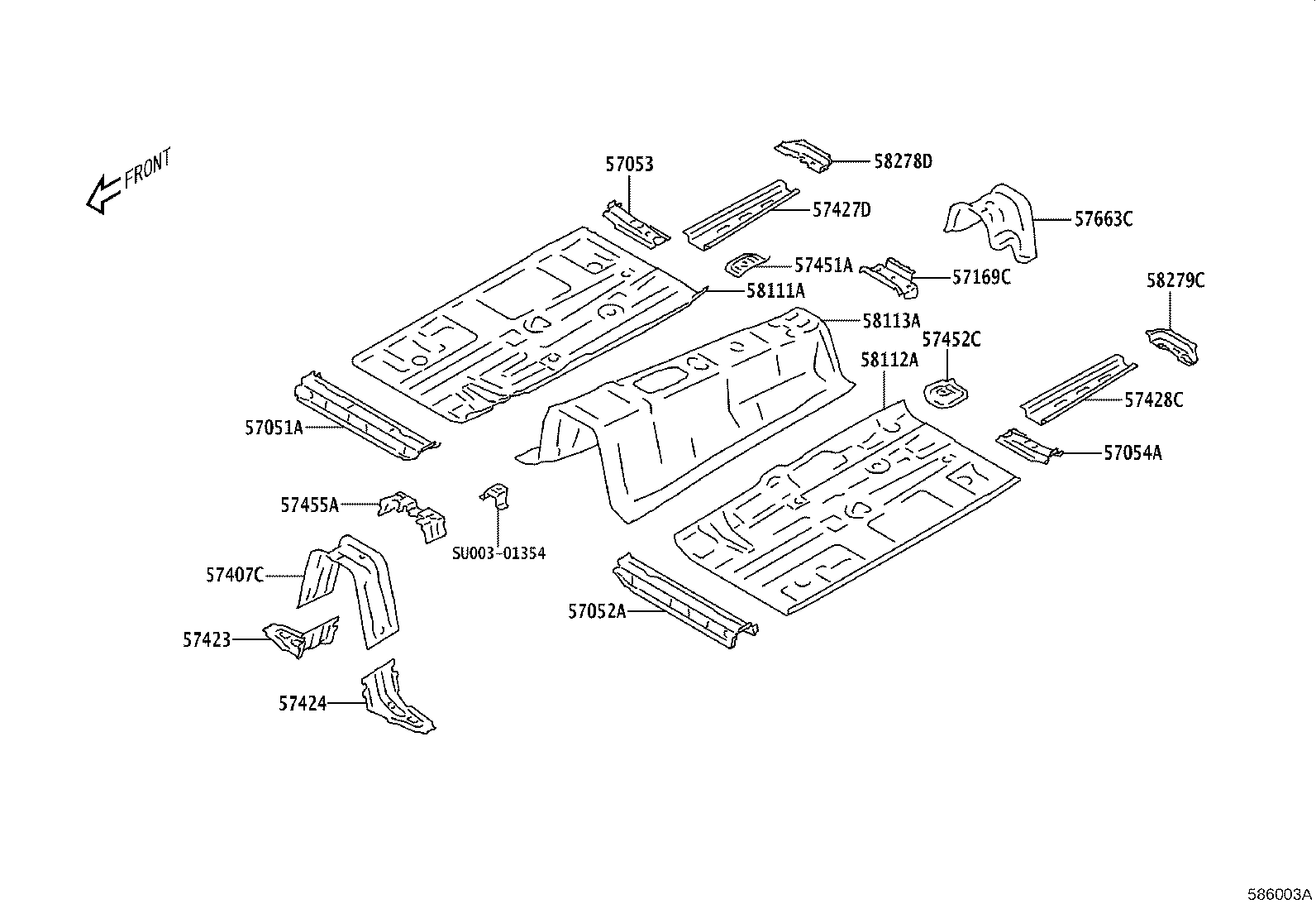Toyota SU003-06254 PANEL, FRONT FLOOR, CENTER