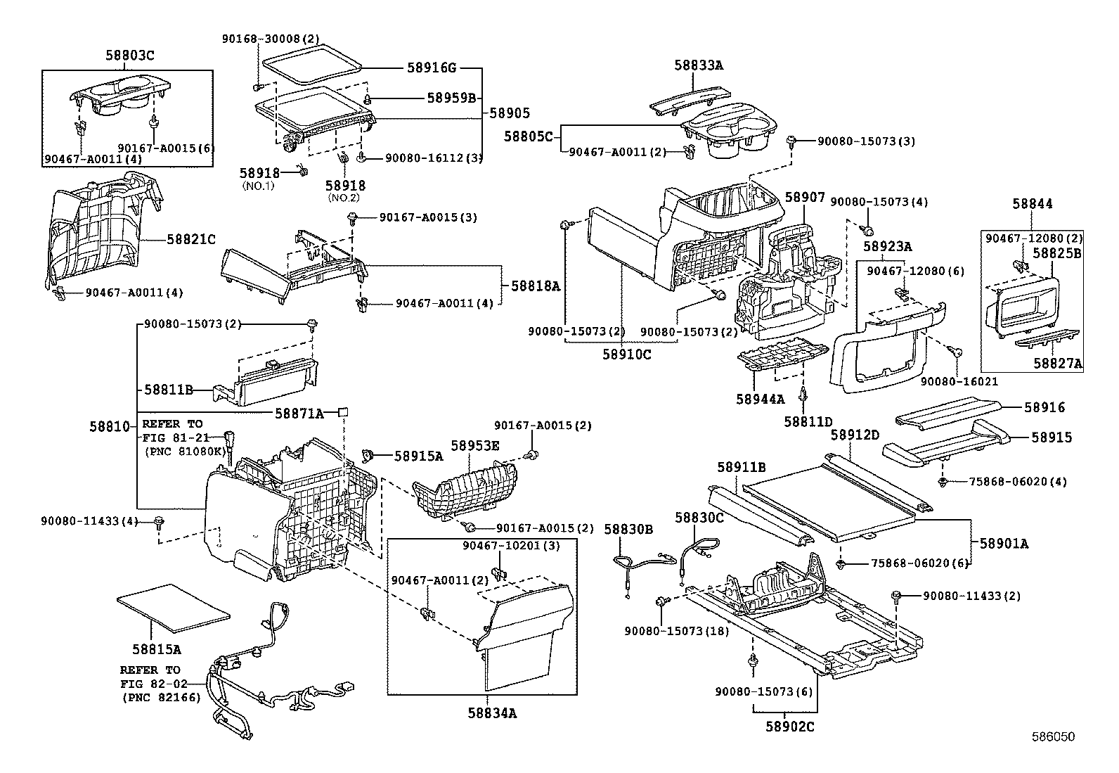 58910-08050-C0 BOX ASSY, CONSOLE, REAR product image