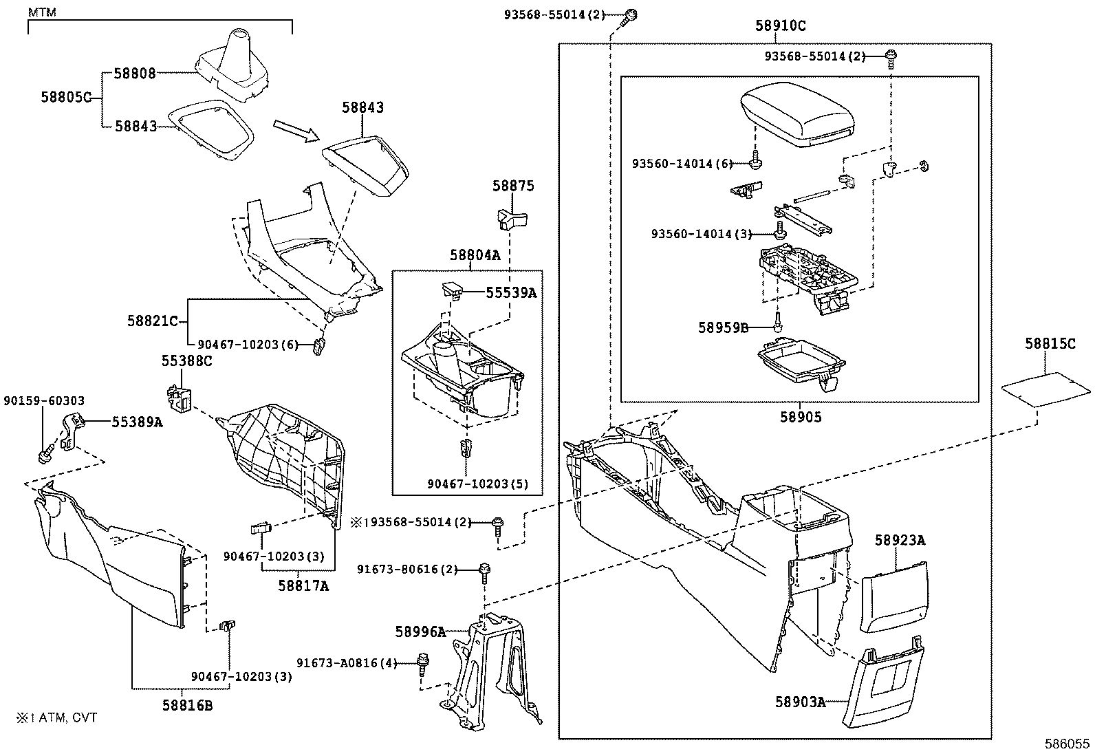 58910-02490-C2 BOX ASSY, CONSOLE, REAR product image