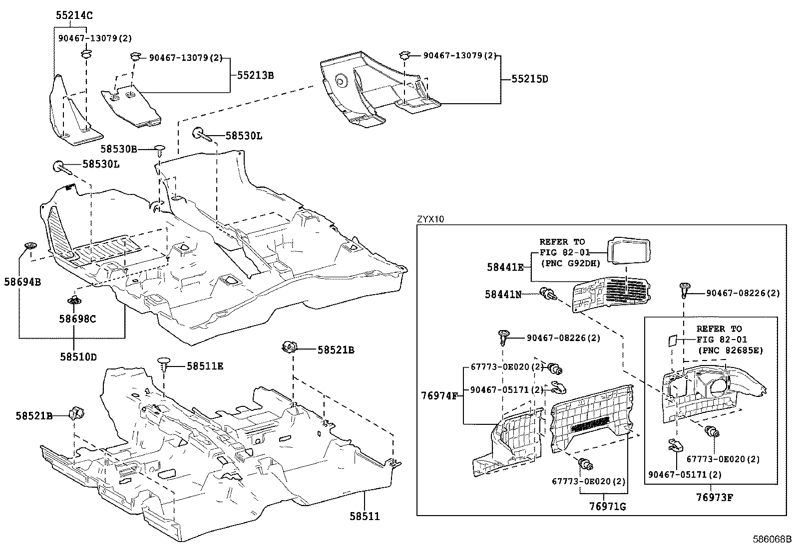 Toyota 58511-F4020 MAT, FLOOR, FRONT