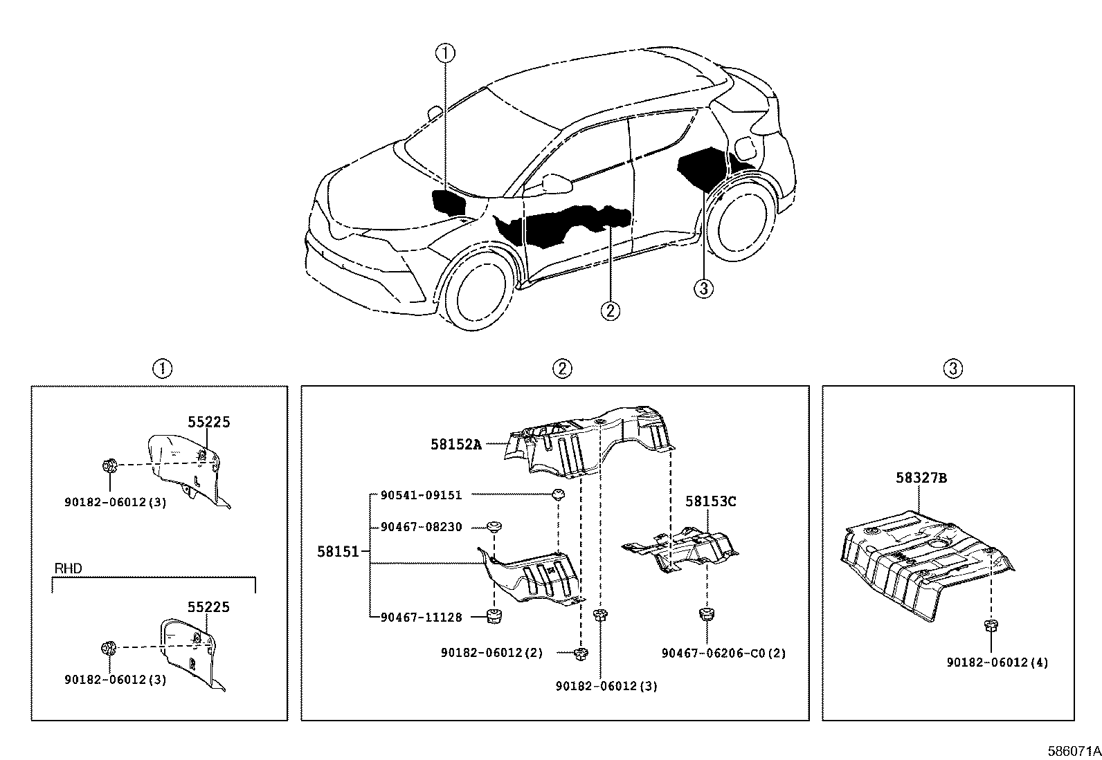 Toyota 58153-F4020 INSULATOR, FLOOR HEAT, NO.3