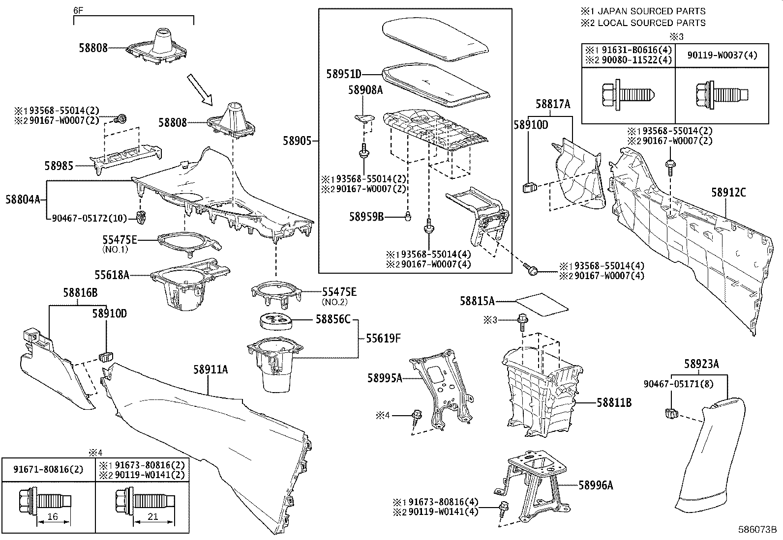 Toyota 58804-F4020 PANEL SUB-ASSY, CONSOLE, UPPER
