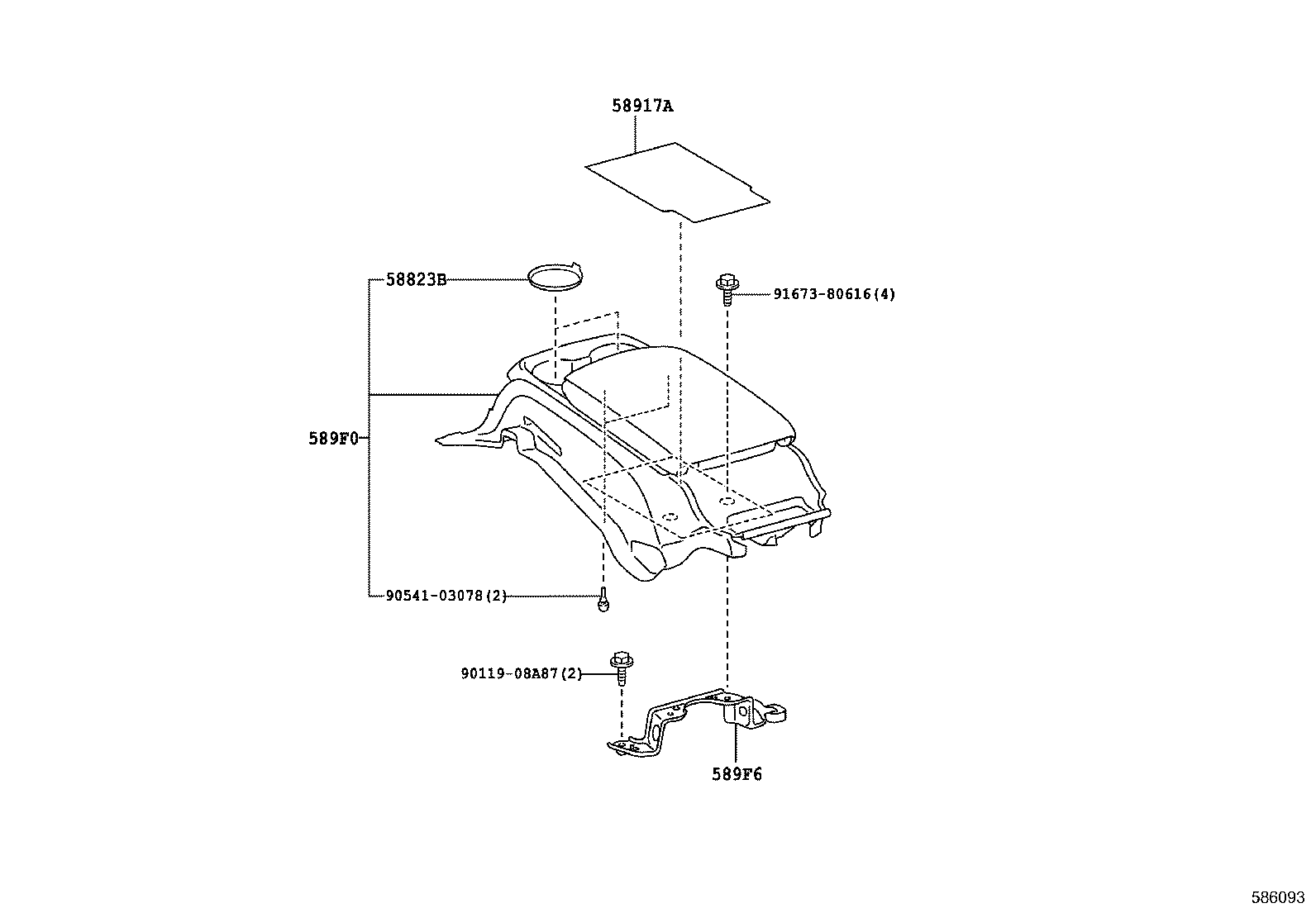 58910-47100-C2 BOX ASSY, CONSOLE, REAR product image