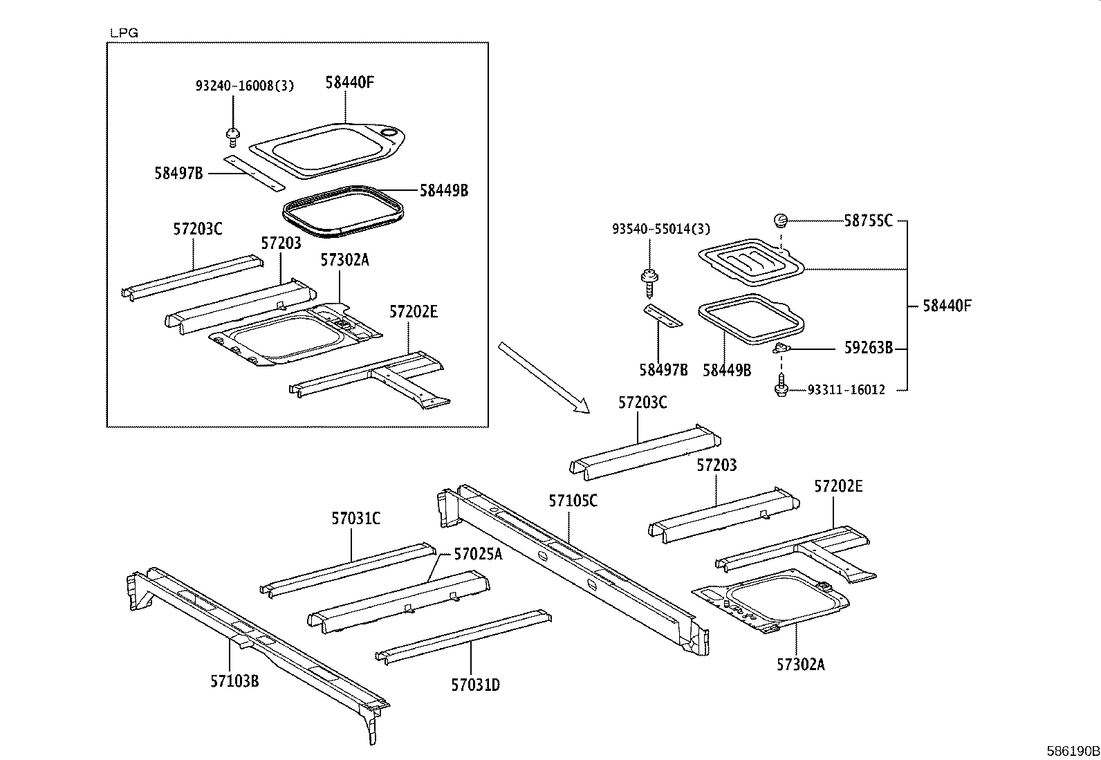 57104-36381 CROSSMEMBER SUB-ASSY, FLOOR, NO.4 product image