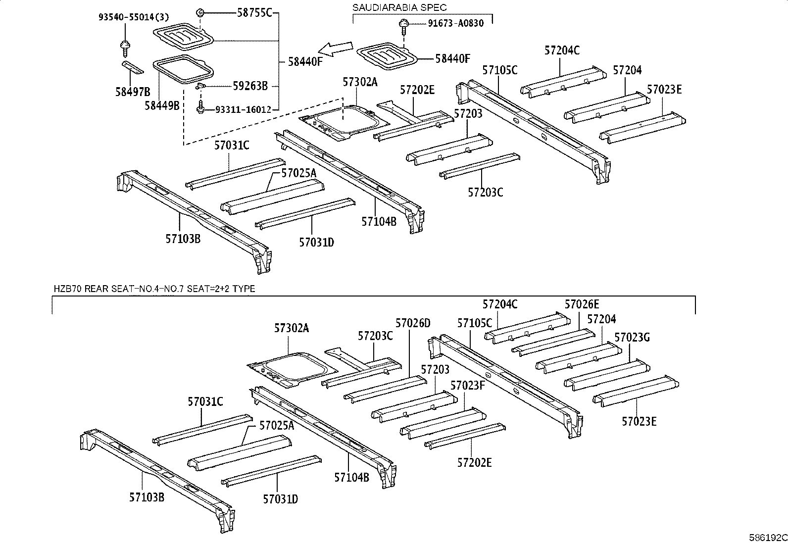 57104-36381 CROSSMEMBER SUB-ASSY, FLOOR, NO.4 product image