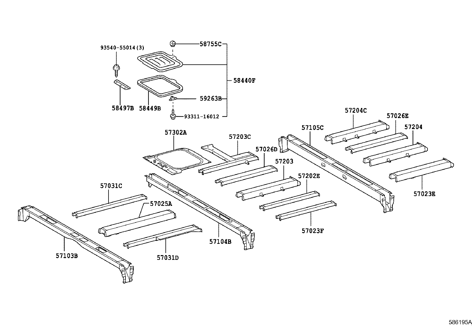 57104-36381 CROSSMEMBER SUB-ASSY, FLOOR, NO.4 product image