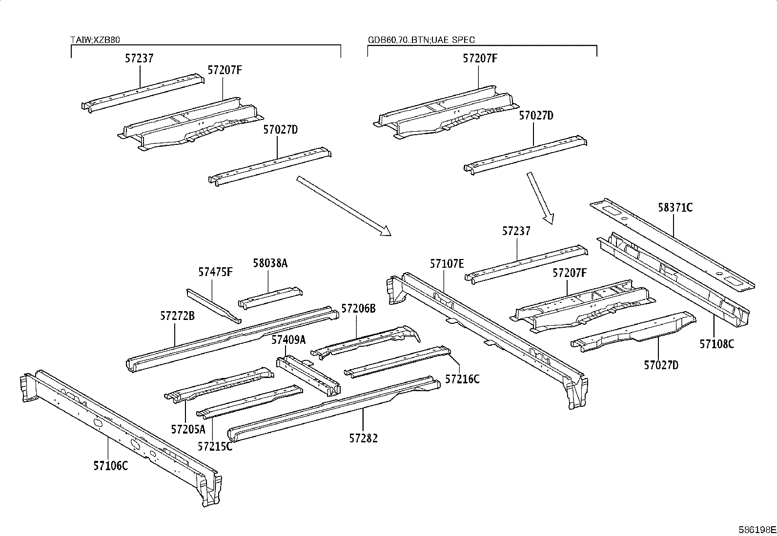 57104-36381 CROSSMEMBER SUB-ASSY, FLOOR, NO.4 product image