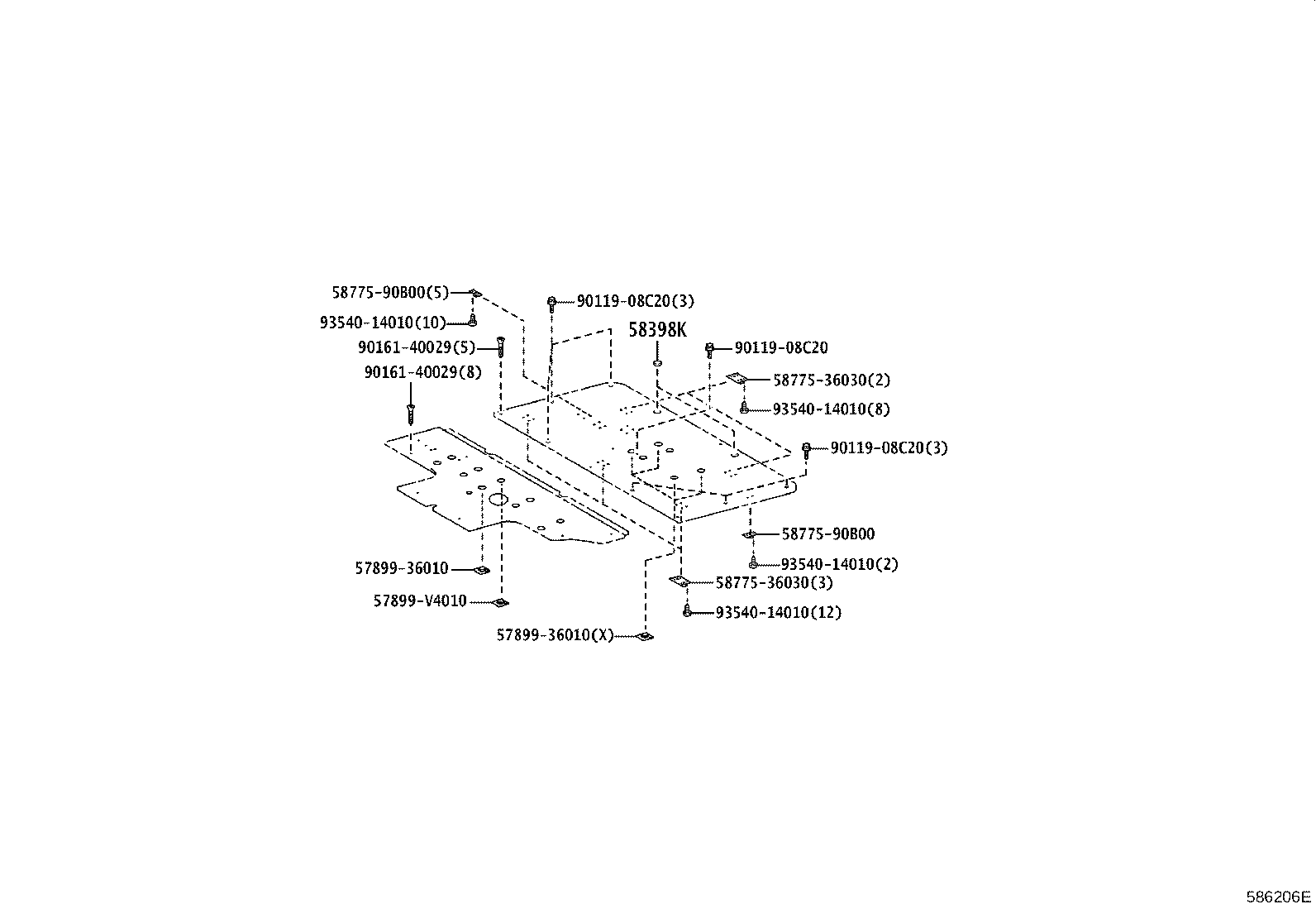 57104-36381 CROSSMEMBER SUB-ASSY, FLOOR, NO.4 product image