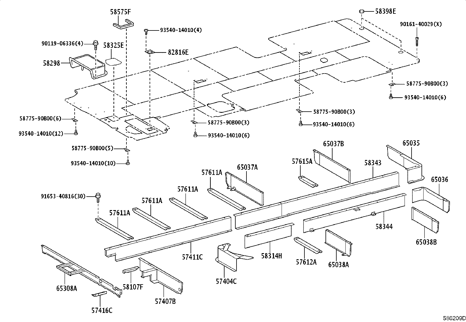 65604-36010 PANEL, REAR FLOOR SIDE, REAR LH product image