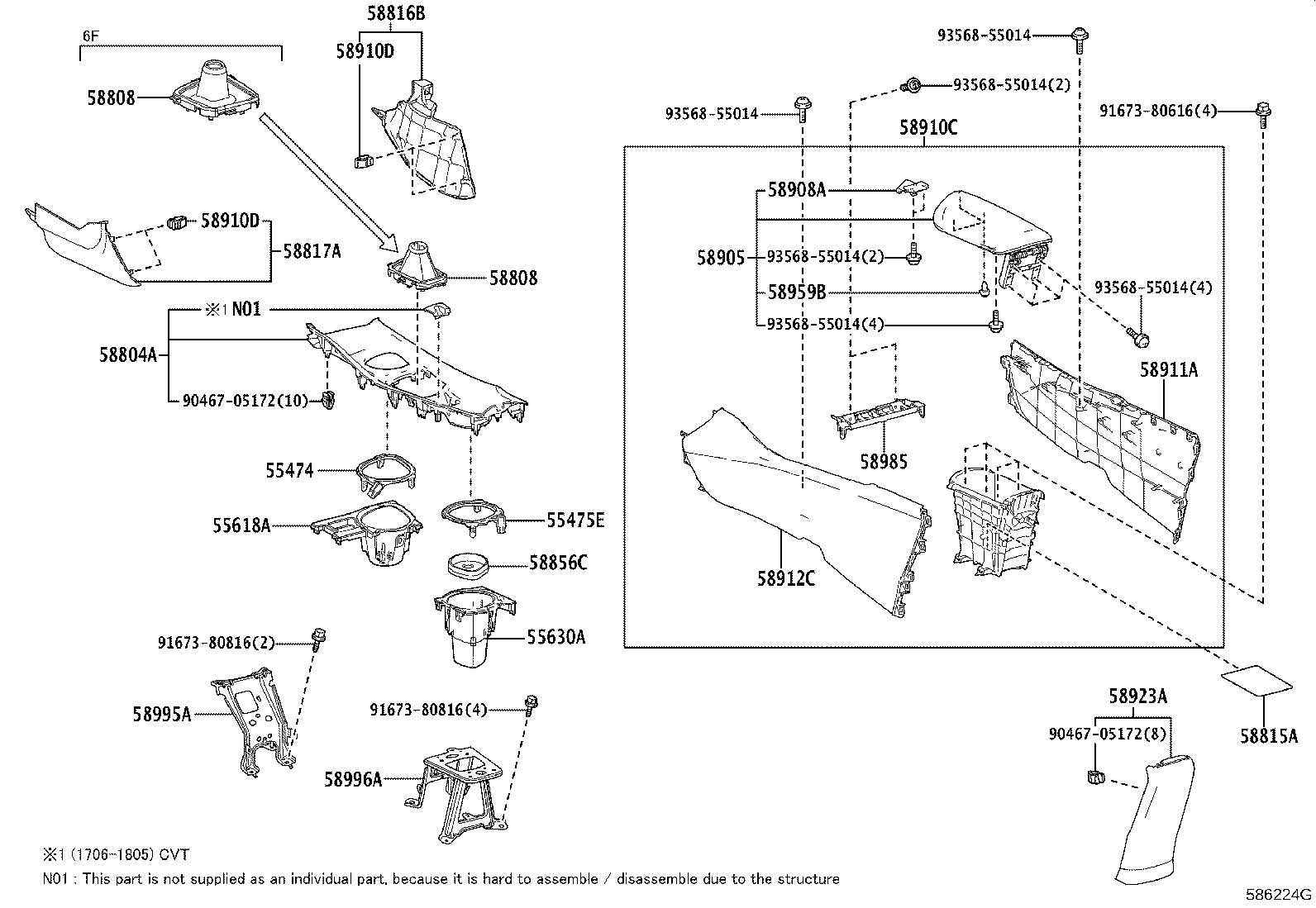 58804-10080 PANEL SUB-ASSY, CONSOLE, UPPER product image