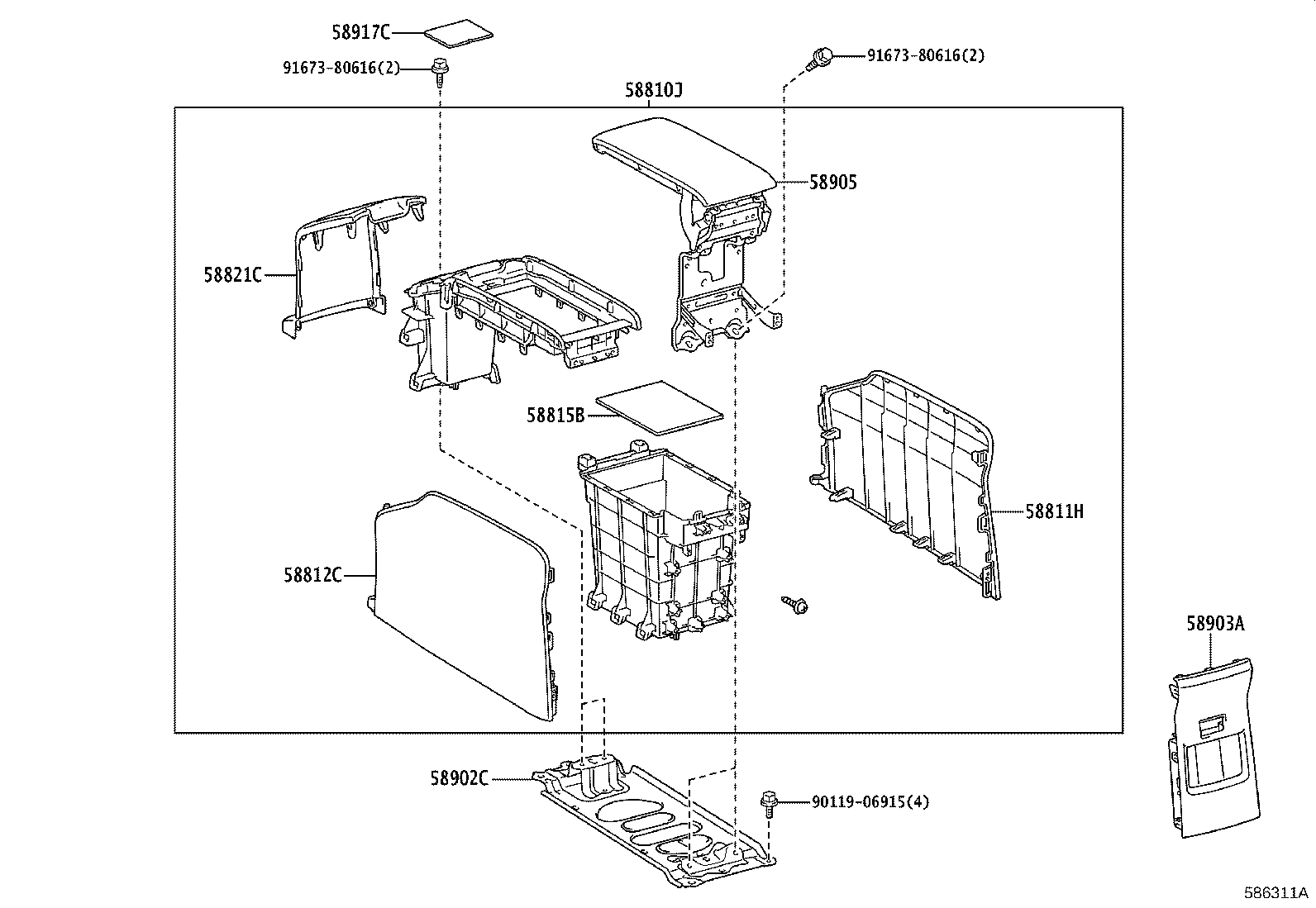 58902-28060 BRACKET SUB-ASSY, CONSOLE BOX MOUNTING product image