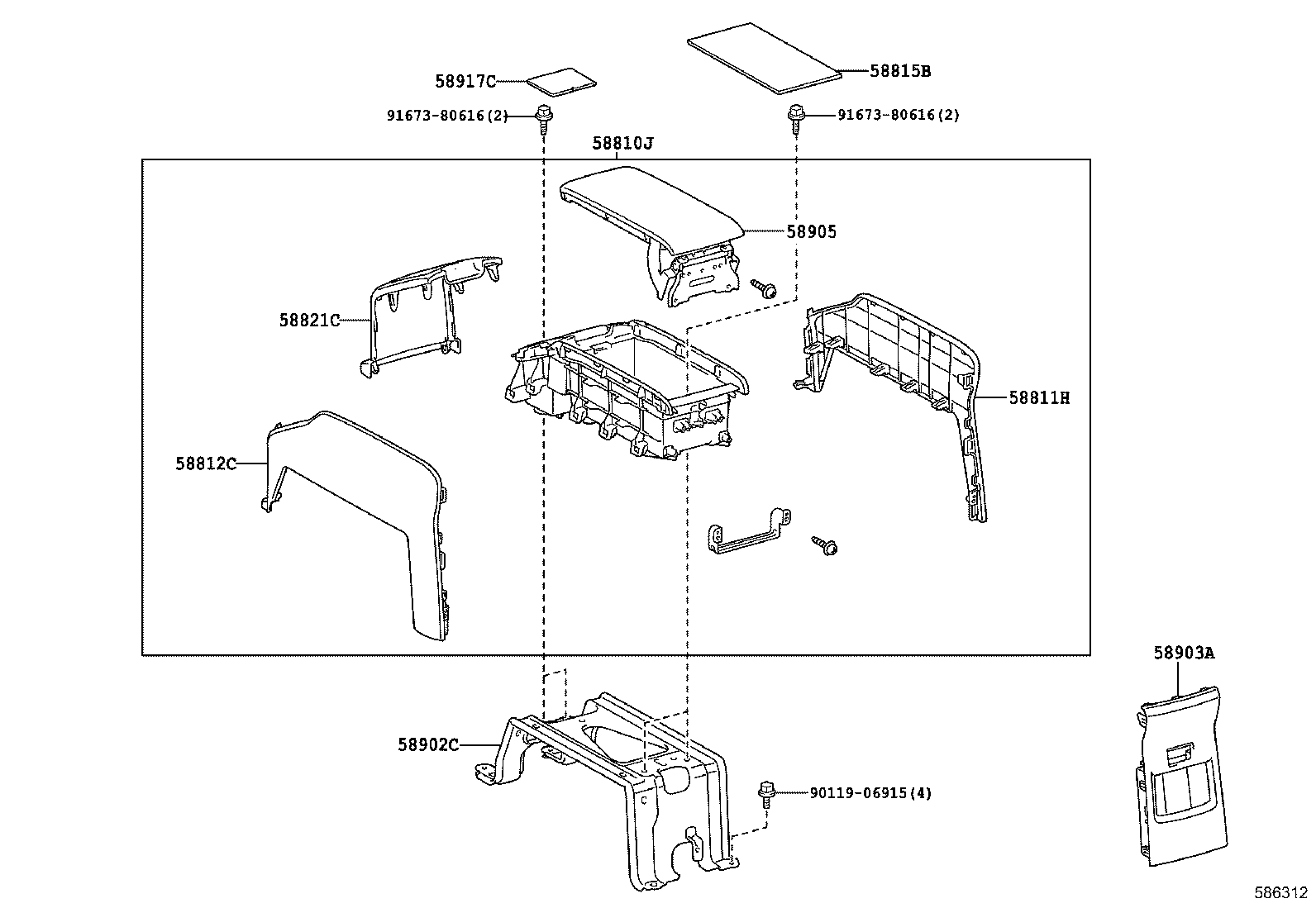 58902-28060 BRACKET SUB-ASSY, CONSOLE BOX MOUNTING product image