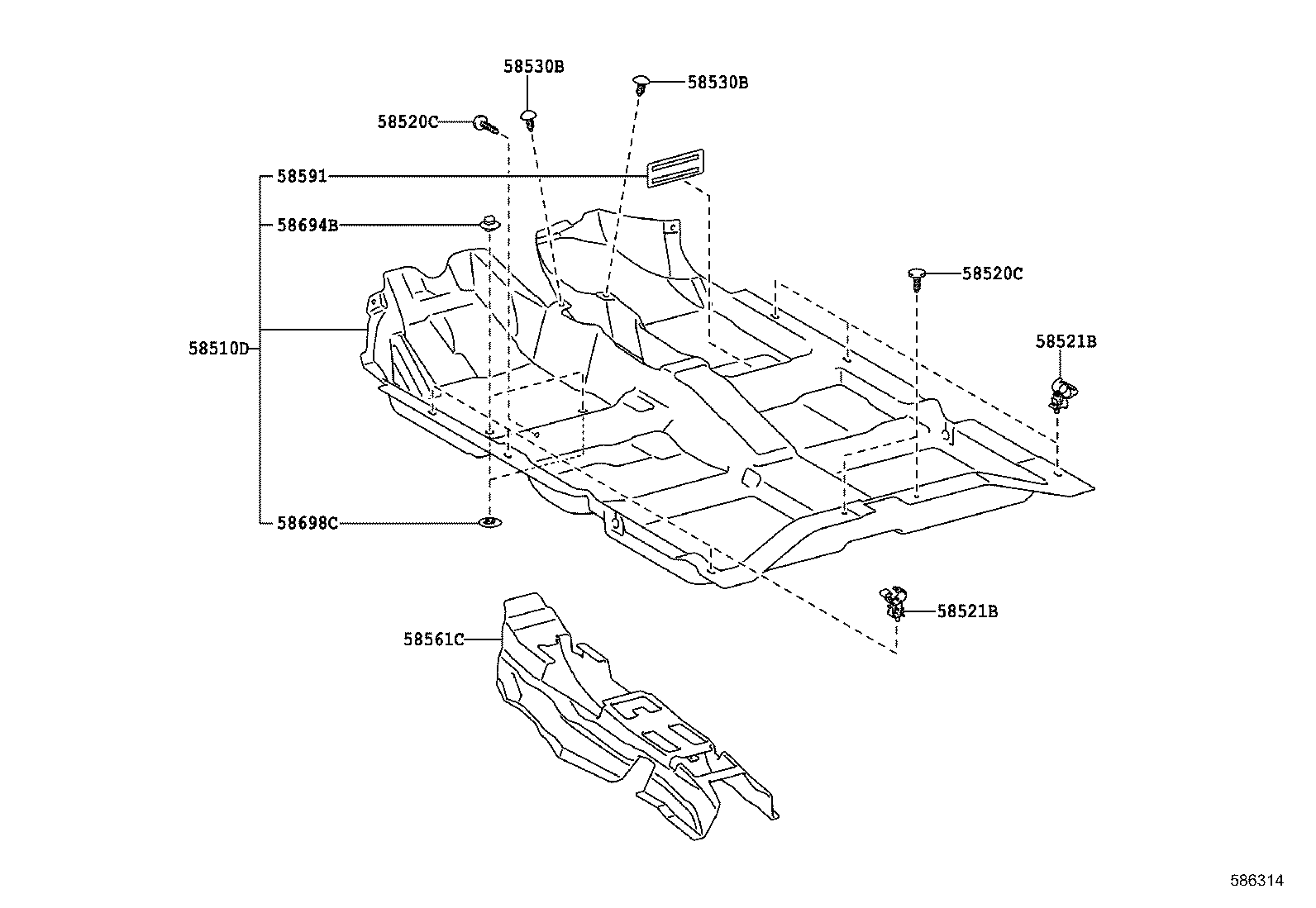 58561-02340 SILENCER, FRONT FLOOR, NO.1 product image