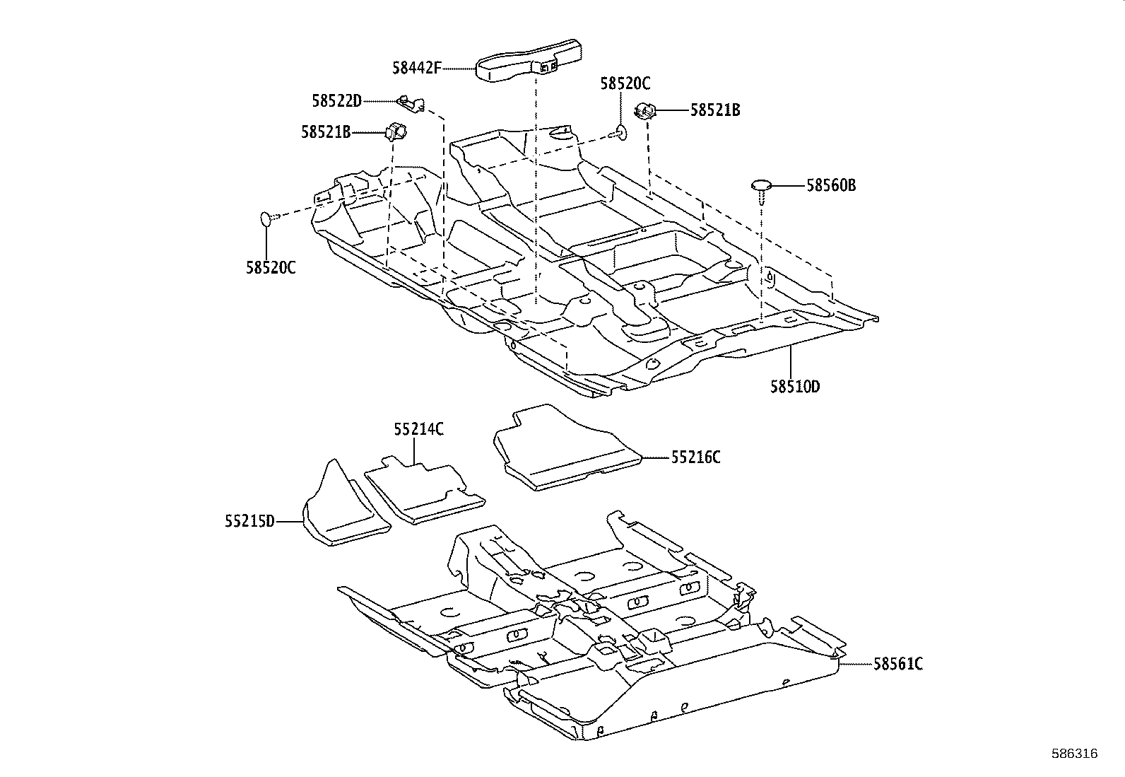 58571-0D040 PAD, FRONT FLOOR, FRONT product image