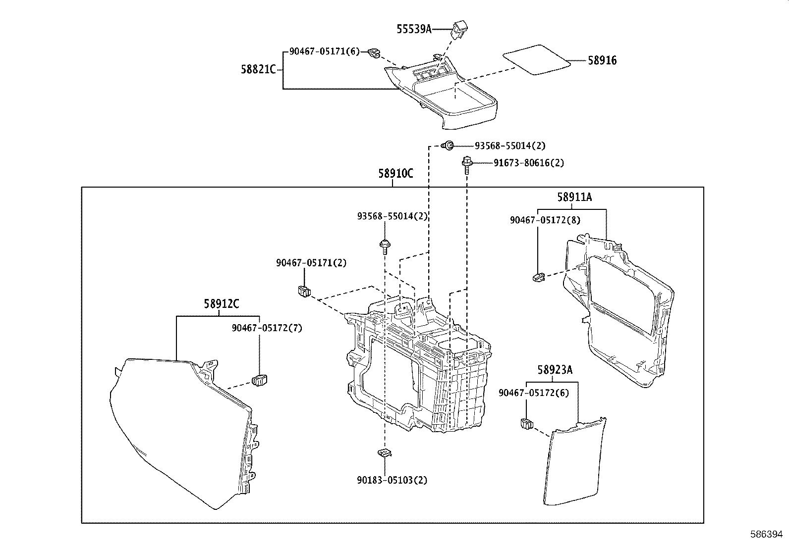 58910-15020-C0 BOX ASSY, CONSOLE, REAR product image