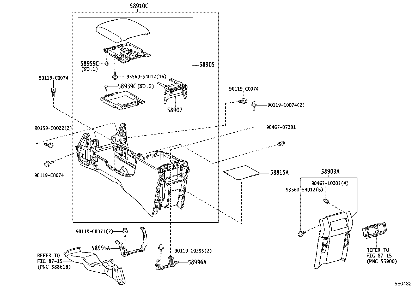 58905-60520-C1 DOOR SUB-ASSY, CONSOLE COMPARTMENT product image