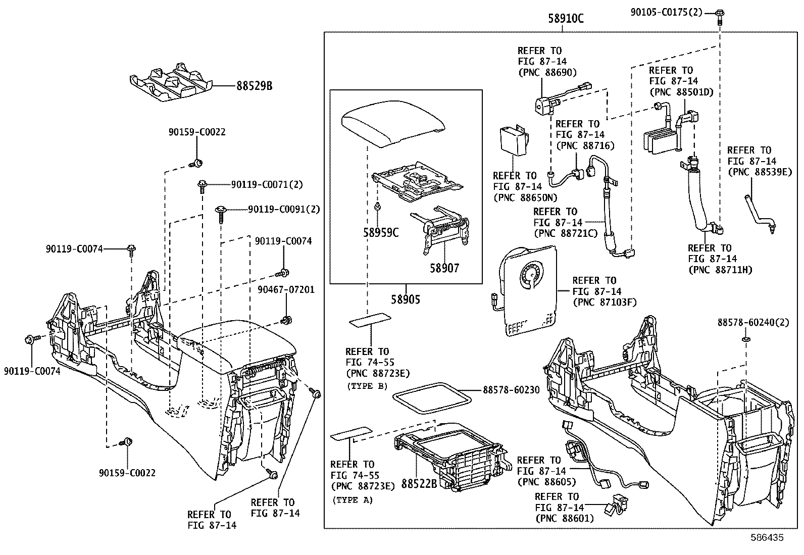 58905-60520-C1 DOOR SUB-ASSY, CONSOLE COMPARTMENT product image