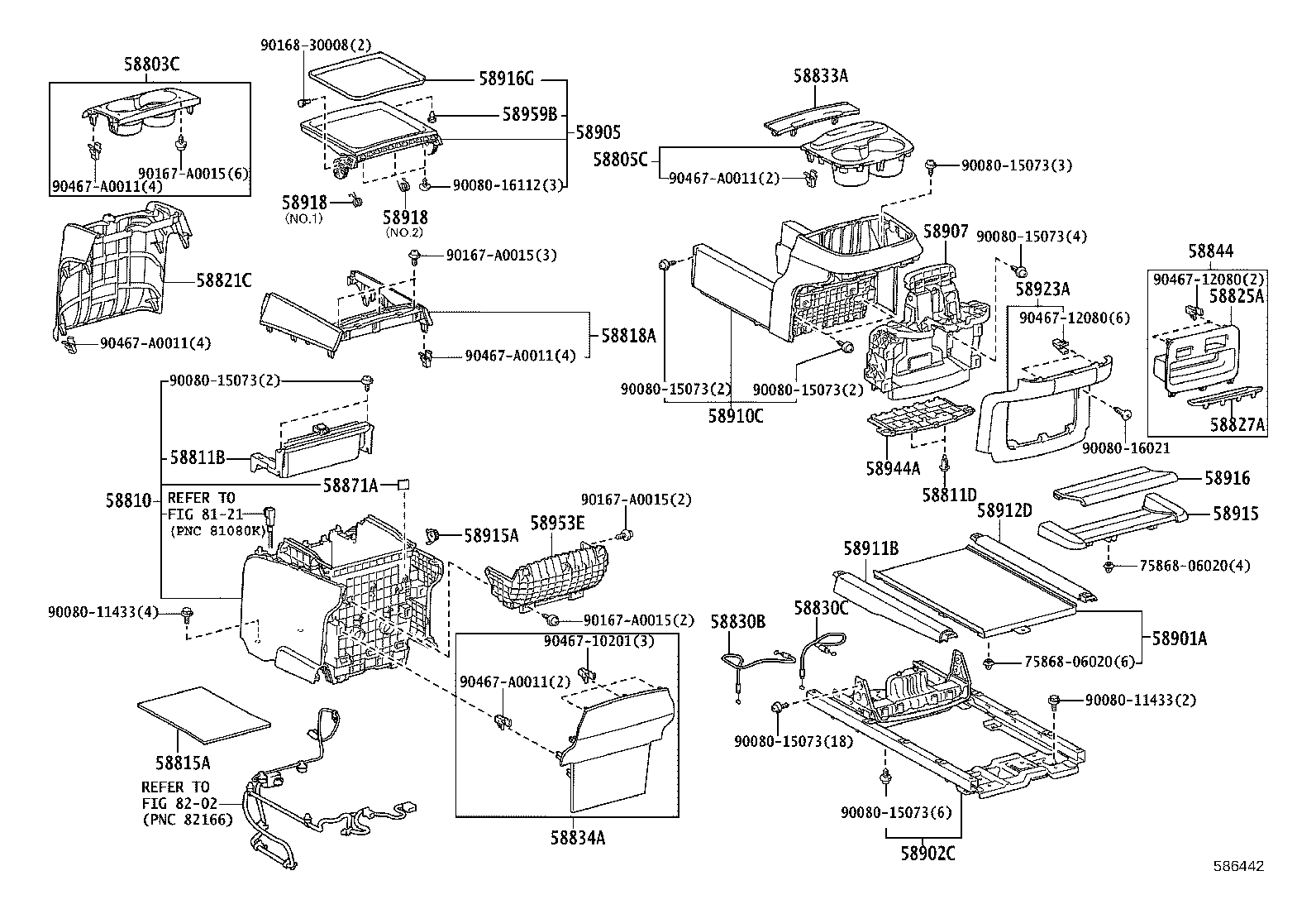 58910-08050-C0 BOX ASSY, CONSOLE, REAR product image