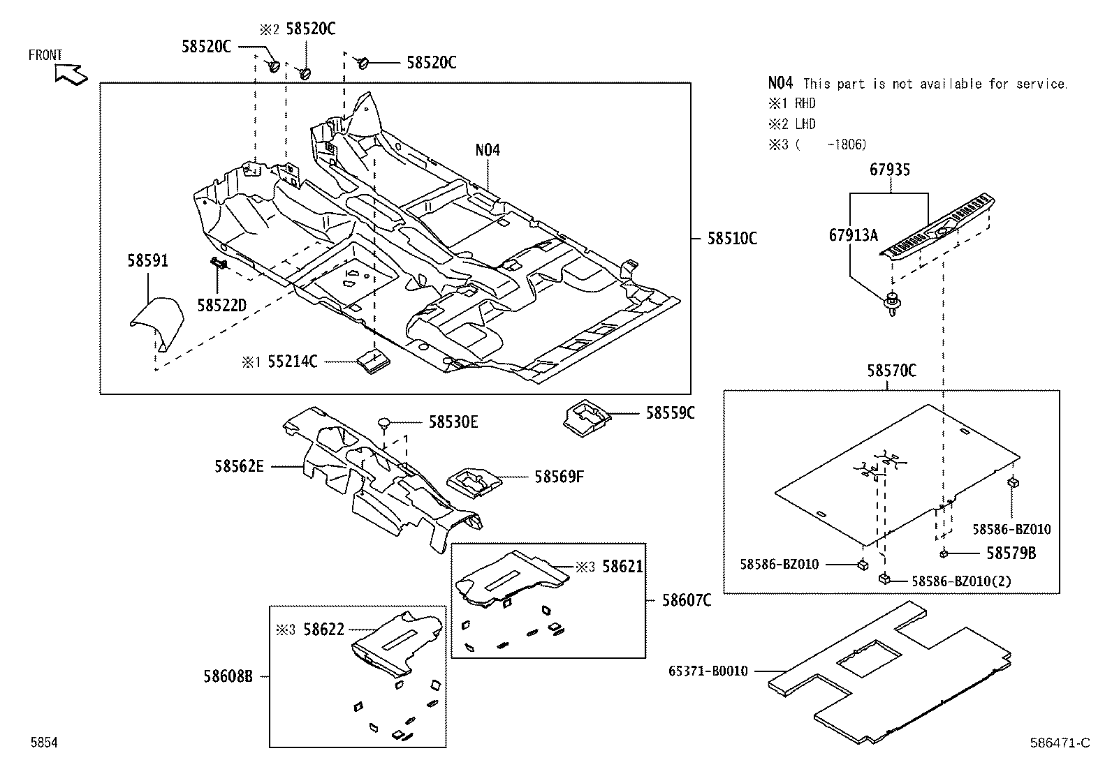 58579-BZ030 PAD, REAR FLOOR product image
